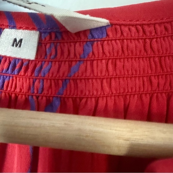 Tucker Disco in Red Sea Silk Ruched Abstract Button Up Shirt Dress Size M - Picture 9 of 9